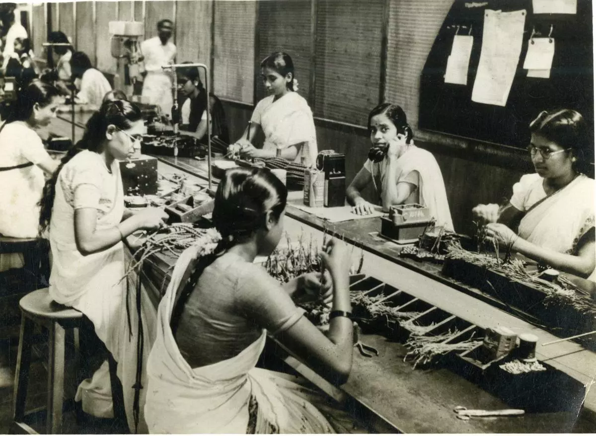 The assembly line at Indian Telephone Industries Ltd, Bangalore, India’s first ever public sector project after Independence. 
