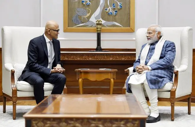 Microsoft Corporation Chairman and CEO Satya Nadella calls on Prime Minister Narendra Modi in New Delhi on January 5, 2023. Microsoft Corporation Chairman and CEO Satya Nadella calls on Prime Minister Narendra Modi in New Delhi on January 5, 2023.