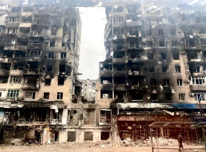 A residential building in Mariupol, like many others, destroyed beyond repair. A residential building in Mariupol, like many others, destroyed beyond repair.
