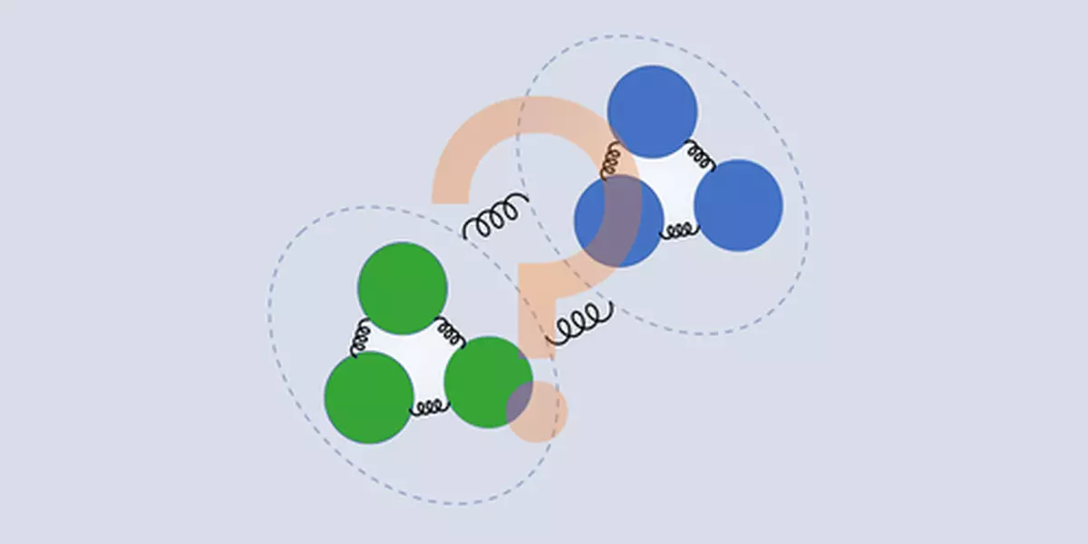 A schematic of a nucleon-antinucleon bound state.   