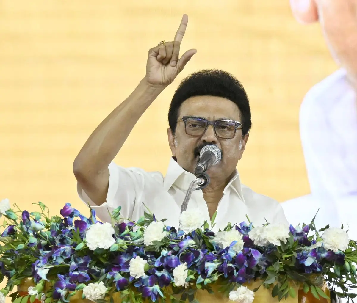 Tamil Nadu Chief Minister M.K. Stalin, speaking at a conference in Cuddalore district on February 22, 2025. In response to Union Education Minister Dharmendra Pradhan exhorting Tamil Nadu to learn to respect the Constitution, Stalin shot back: “Which article of the Constitution is he referring to?”