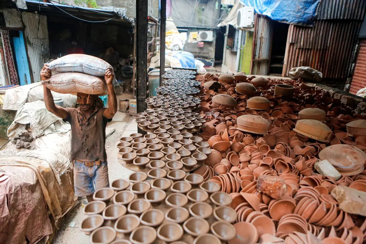 At a pottery unit inside Dharavi, one of numerous such in the locality, which is a hub for several small-scale industries.