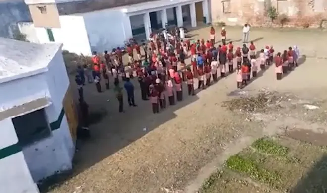 A screengrab of students of Kamla Nehru Primary School, Bareilly reciting a poem by Urdu poet Muhammad Iqbal. A screengrab of students of Kamla Nehru Primary School, Bareilly reciting a poem by Urdu poet Muhammad Iqbal.