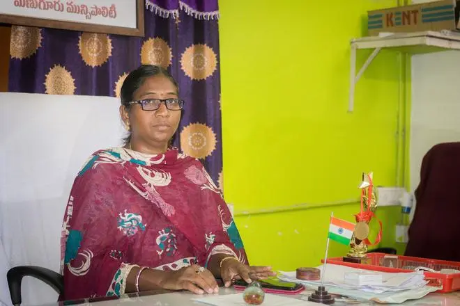 K. Madhavi, Special Commissioner in charge of Manuguru municipality, says 25,000 of its population are tribal people. But the Manuguru municipality website puts the figure at 4,992. K. Madhavi, Special Commissioner in charge of Manuguru municipality, says 25,000 of its population are tribal people. But the Manuguru municipality website puts the figure at 4,992.