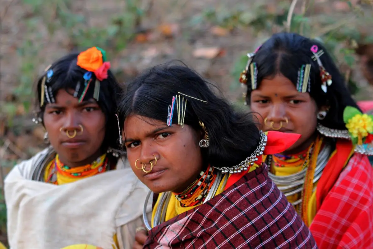 Young girls of the Dongria tribal community in the Niyamgiri hills in Odisha. 