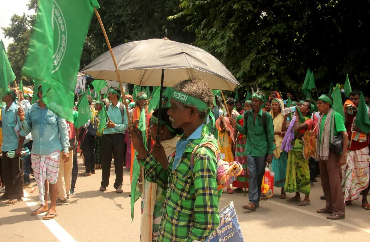 A protest by tribal people from Mayurbhanj, Odisha, in September, demanding regularisation of the Panchayats (Extension to the Scheduled Areas) Act, 1996.