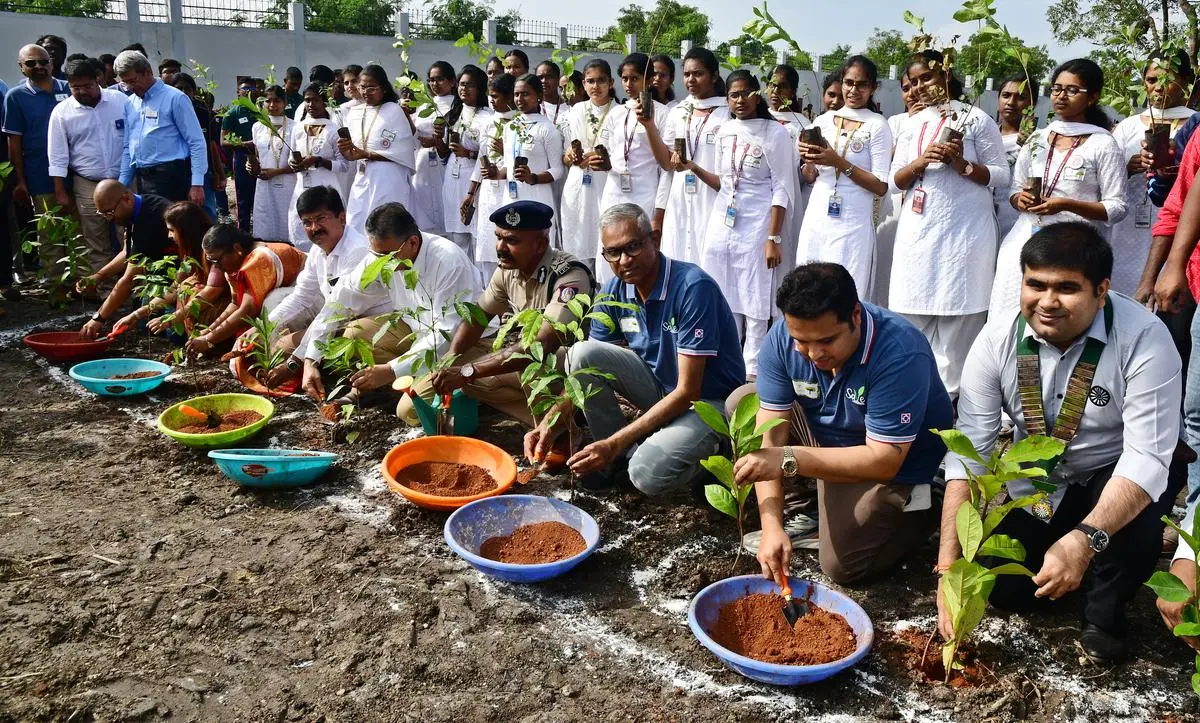 Saplings being planted in Coimbatore 