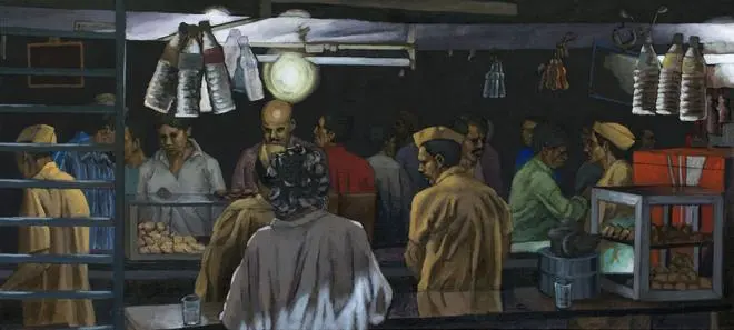 “Night bite”, 2018, acrylic on canvas, 27 x 60 in. “Night bite”, 2018, acrylic on canvas, 27 x 60 in.