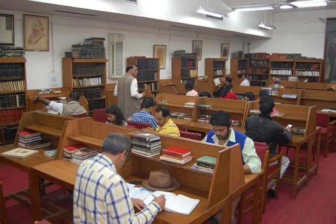 The reading room in the Sahitya Akademi library, one of Delhi’s most comprehensive resources of writing and thought across many languages. The reading room in the Sahitya Akademi library, one of Delhi’s most comprehensive resources of writing and thought across many languages.