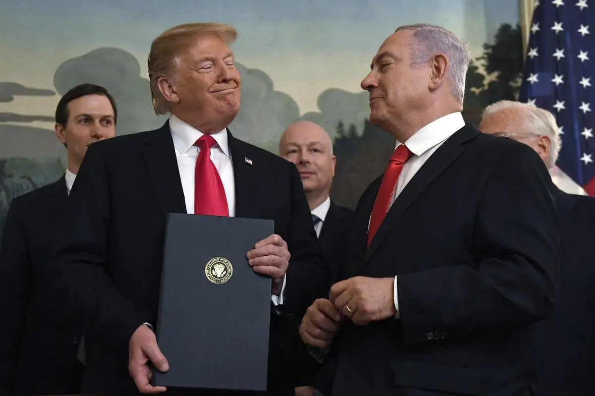US President Donald Trump with Israeli Prime Minister Benjamin Netanyahu at the White House in Washington, DC, in March 2019. Zaidi said that in any long-term conflict, the odds were stacked against the US and Israel.