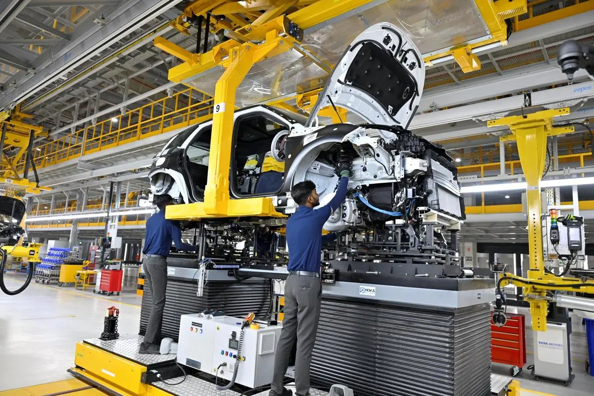 At a car manufacturing plant of Jaguar Land Rover and Tata Motors in Ranipet district on February 9, 2026.