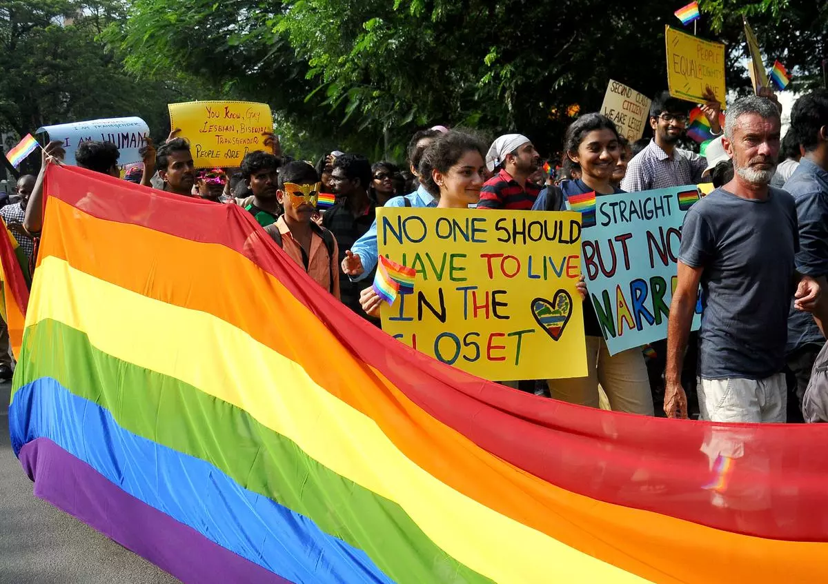 Participants at the Chennai Rainbow Pride March at Rajarathinam Stadium in Egmore in 2017.