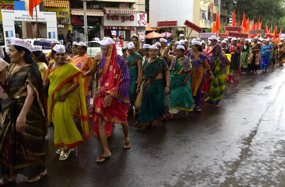 Members of the Vanjari community participating in a march demanding reservation under the Scheduled Tribes category, a September 2019 picture. 