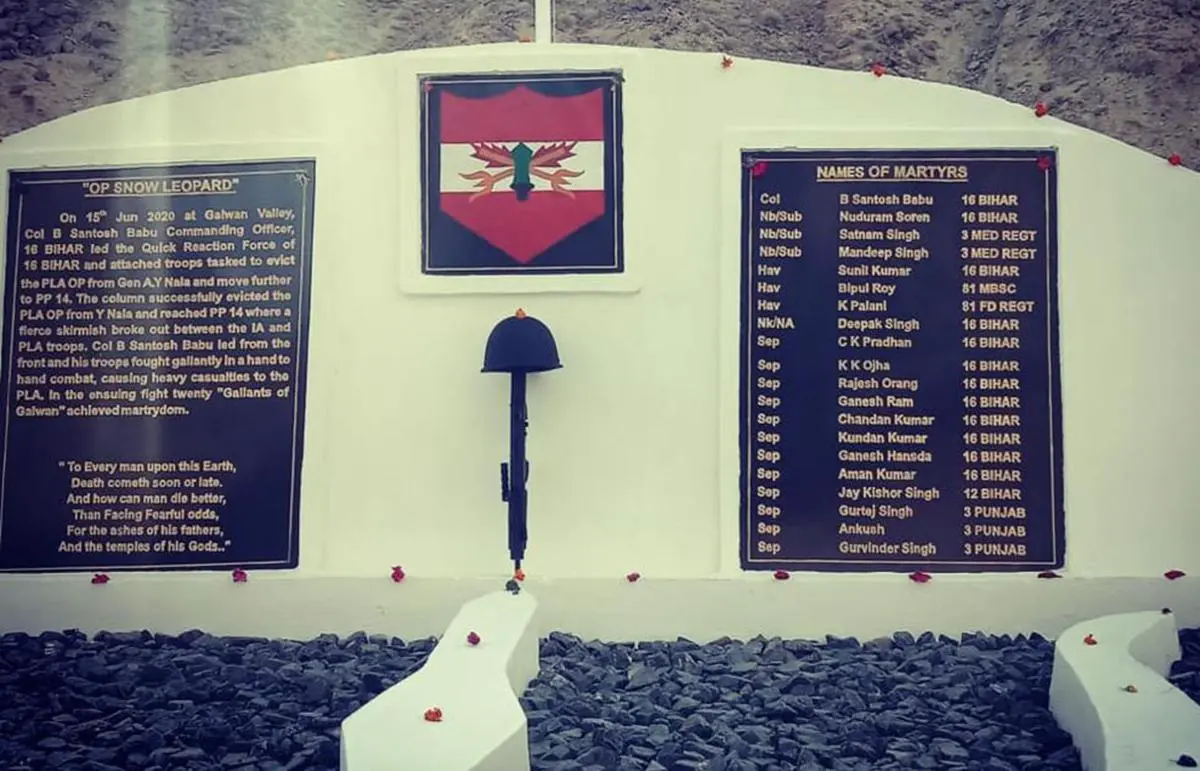 A memorial in eastern Ladakh pays tribute to the bravery of 20 soldiers killed in the Galwan Valley clash of 2020.