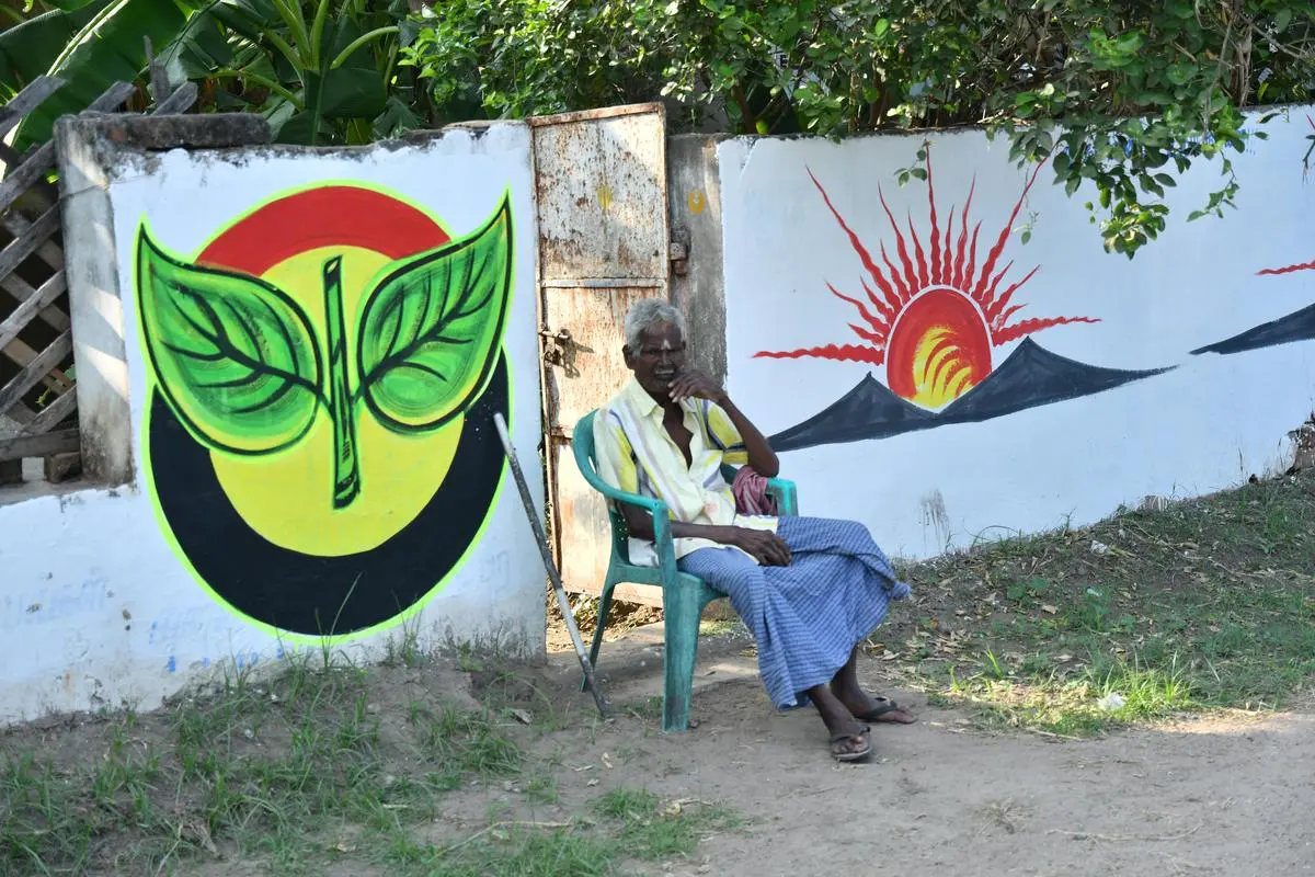 A house in Villupuram district sports the rising sun symbol of DMK, and the two leaves of AIADMK.The launch of a new party by Vijay has injected excitement into the race, but mass rallies alone may not translate into electoral success.