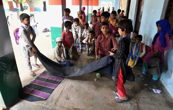 The primary school wing of the Government Senior Secondary School at Ghaghas, Nagina, in Nuh. It has only two teachers for 320 students. The primary school wing of the Government Senior Secondary School at Ghaghas, Nagina, in Nuh. It has only two teachers for 320 students.