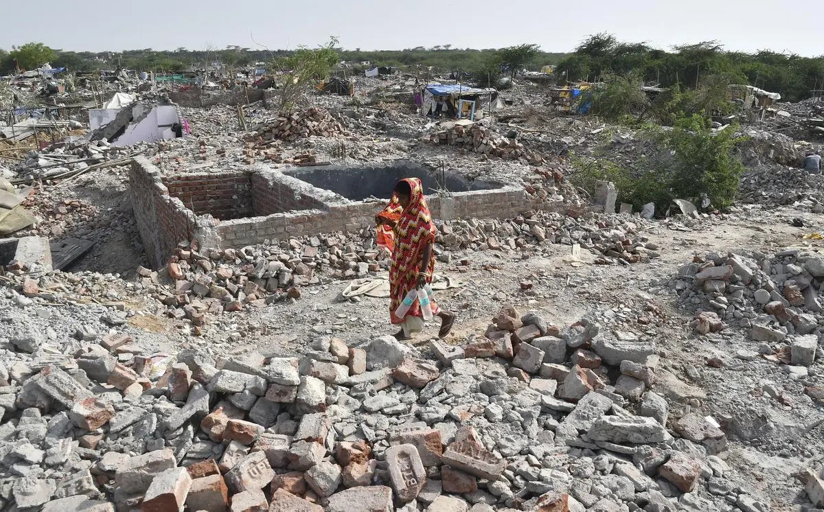 After a demolition drive in Dehi’s Tughlakabad area on May 15, 2023. This was one of the largest eviction episodes in the past seven years. After a demolition drive in Dehi’s Tughlakabad area on May 15, 2023. This was one of the largest eviction episodes in the past seven years.