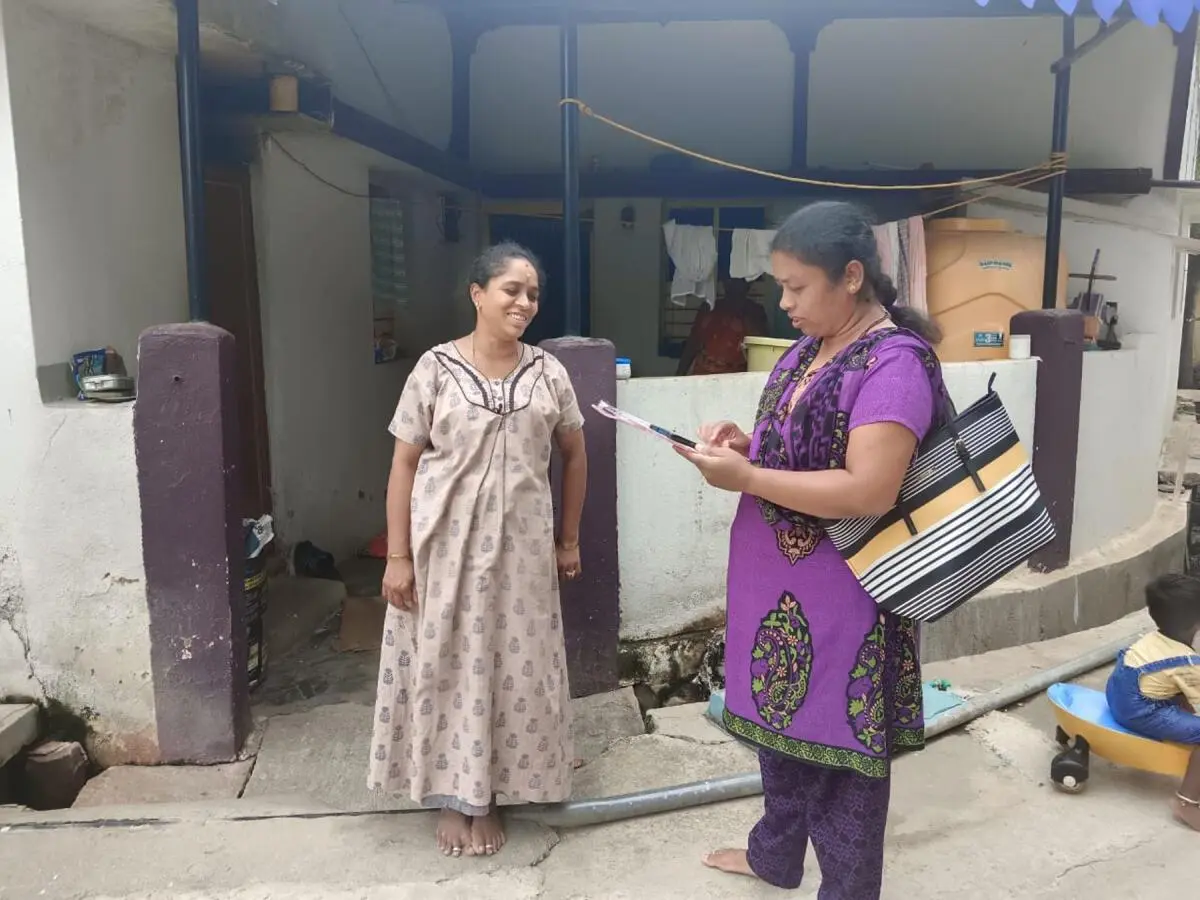 Enumerator collecting data on the hand-held device to record the empirical data on sub-caste demographics at Narayanaghatta in Bangalore urban as Karnataka begins statewide caste census for scheduled castes (SC). Enumerator collecting data on the hand-held device to record the empirical data on sub-caste demographics at Narayanaghatta in Bangalore urban as Karnataka begins statewide caste census for scheduled castes (SC).
