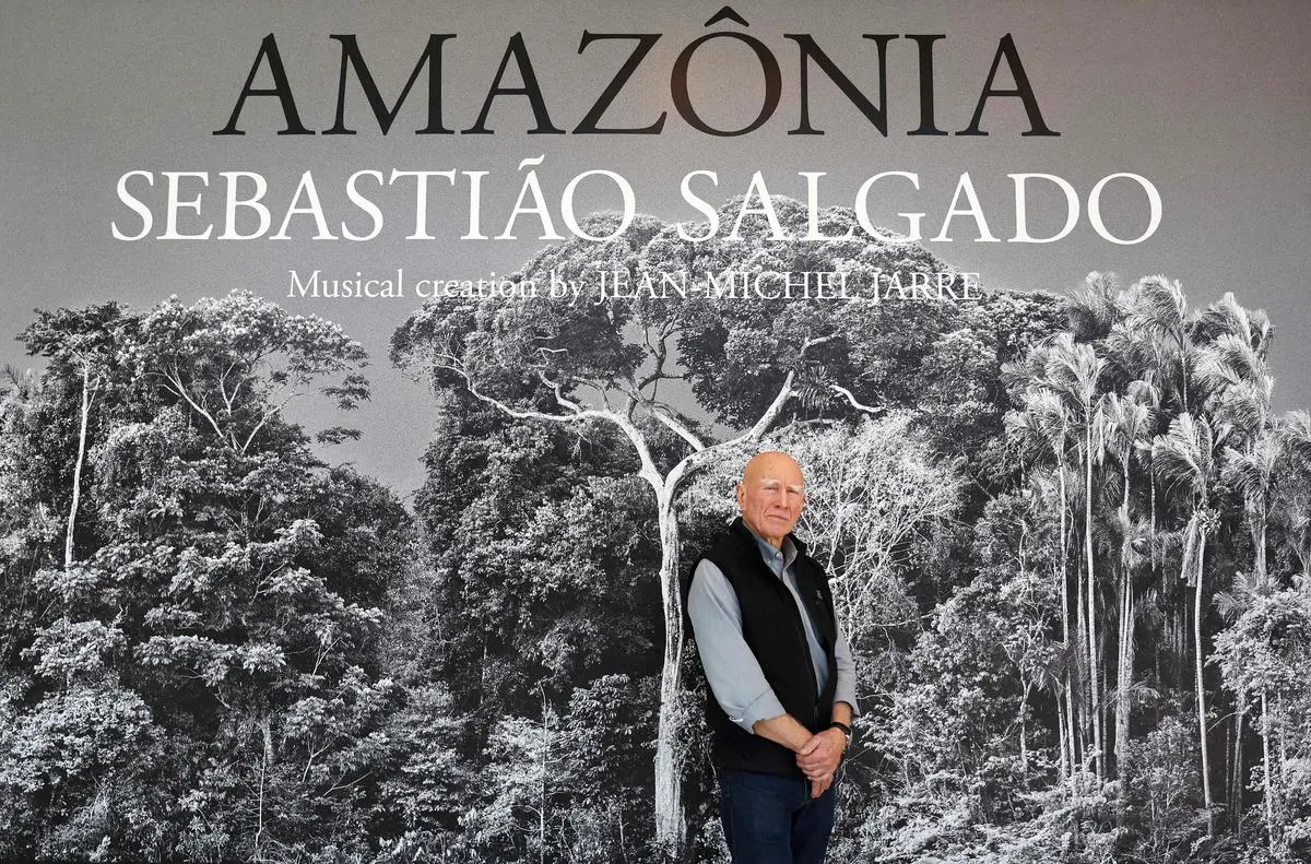 Sebastiao Salgado at a press preview of his exhibit Amazonia at the California Science Center on October 19, 2022 in Los Angeles, California. Sebastiao Salgado at a press preview of his exhibit Amazonia at the California Science Center on October 19, 2022 in Los Angeles, California.