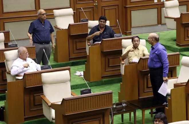 Four former Goa Chief Ministers Digambar Kamat, Luizinho Faleiro, Pratapsingh Rane, Ravi Naik along with Curtorim MLA Reginald Lawrenco on the second day of Assembly session in July 2019. Four former Goa Chief Ministers Digambar Kamat, Luizinho Faleiro, Pratapsingh Rane, Ravi Naik along with Curtorim MLA Reginald Lawrenco on the second day of Assembly session in July 2019.