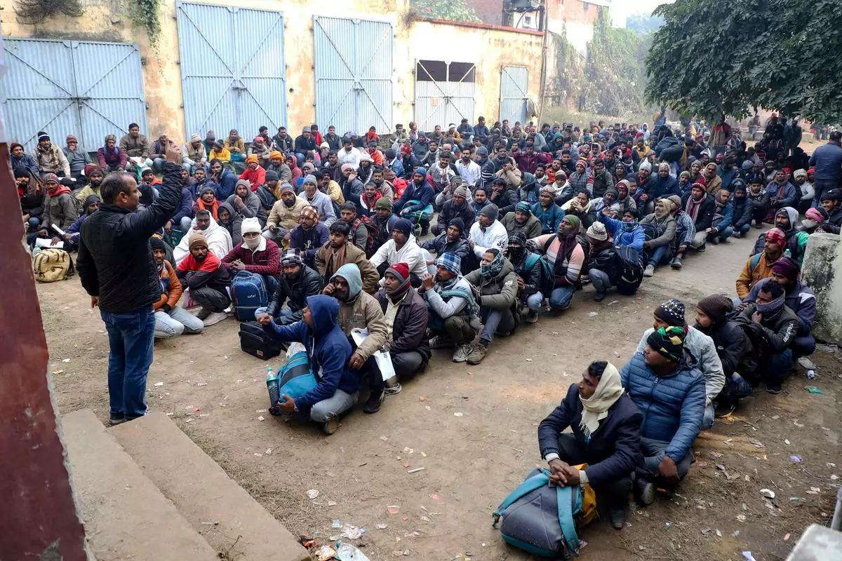 At a recruitment drive for work in Israel, at the Industrial Training Institute in Lucknow on January 25. The unemployment crisis is so severe that thousands are willing to work in Israel despite the risks of the ongoing war.