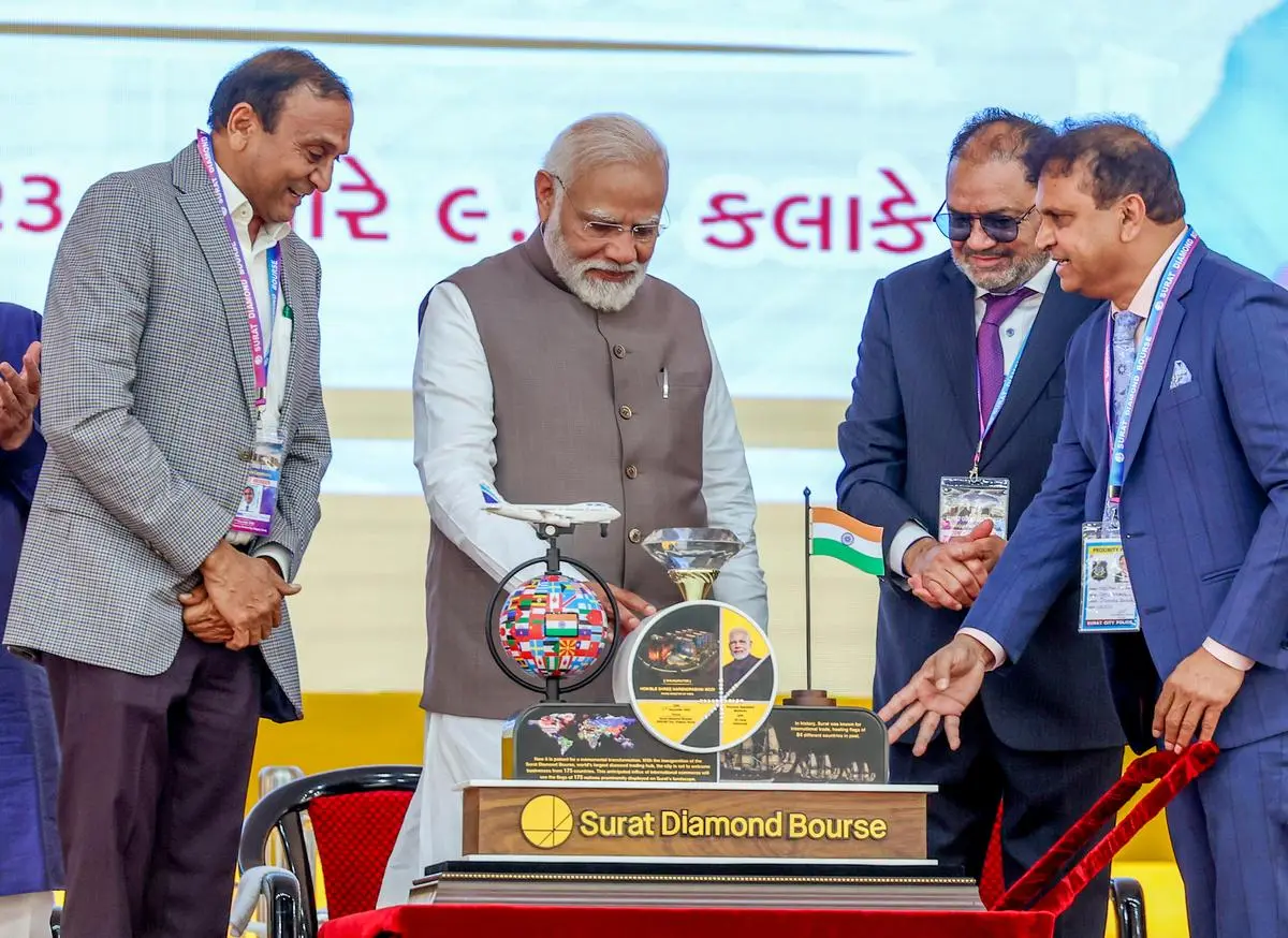 Prime Minister Narendra Modi inaugurates the Surat Diamond Bourse on December 17, 2023.