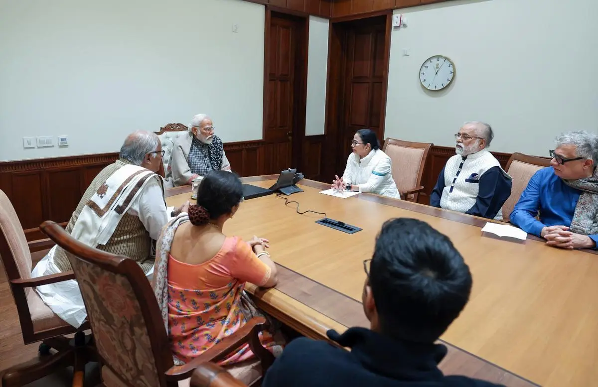 A delegation of MPs led by West Bengal Chief Minister Mamata Banerjee meets Prime Minister Narendra Modi, in New Delhi on December 20, 2023.