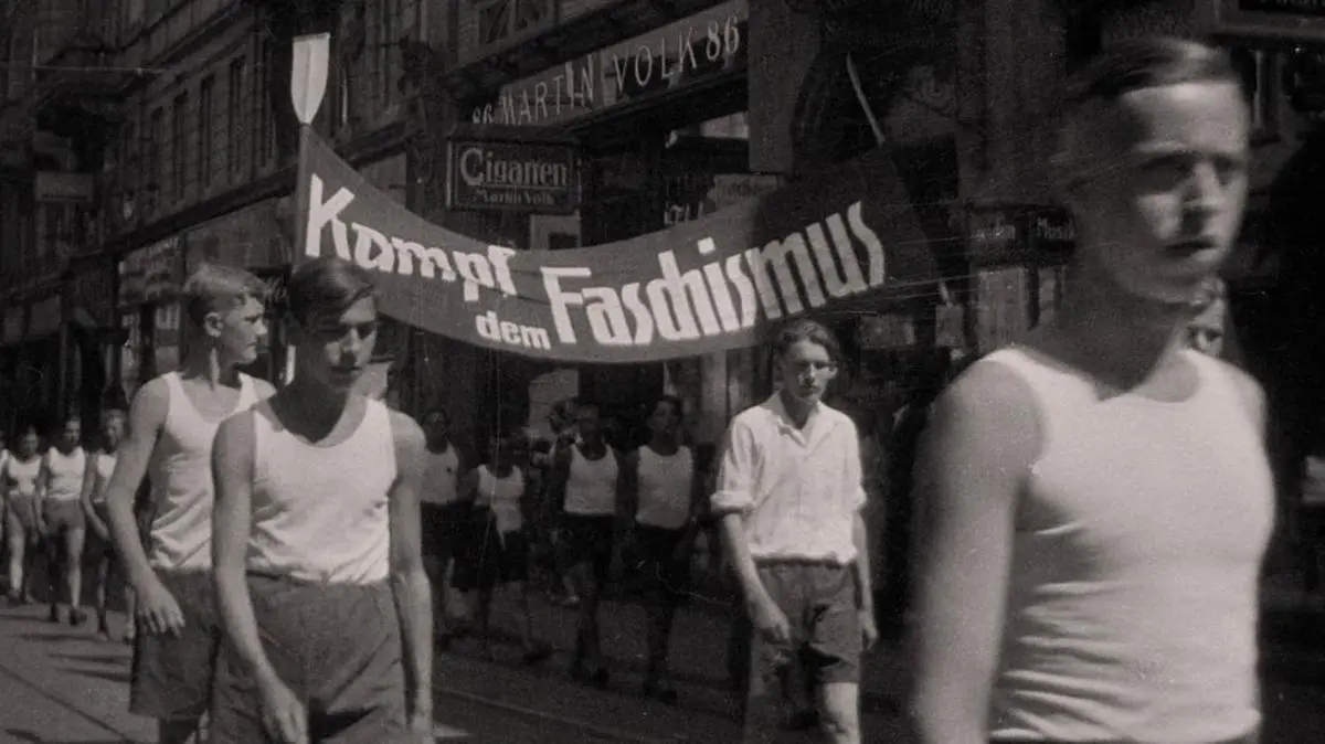A mass rally of the anti-fascist group Iron Front in Heidelberg, Germany, circa 1932. A mass rally of the anti-fascist group Iron Front in Heidelberg, Germany, circa 1932.