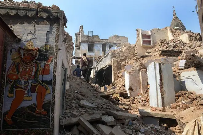Demolition work during the making of Kashi Vishwanath Temple Corridor in January 2019. It created a sense of fear in the local population. Demolition work during the making of Kashi Vishwanath Temple Corridor in January 2019. It created a sense of fear in the local population.