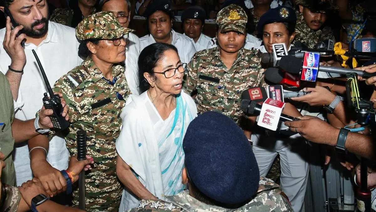 West Bengal Chief Minister and TMC Supremo Mamata Banerjee speaks to the media after she concedes the elections to the BJP, in Kolkata on May 4, 2026.
