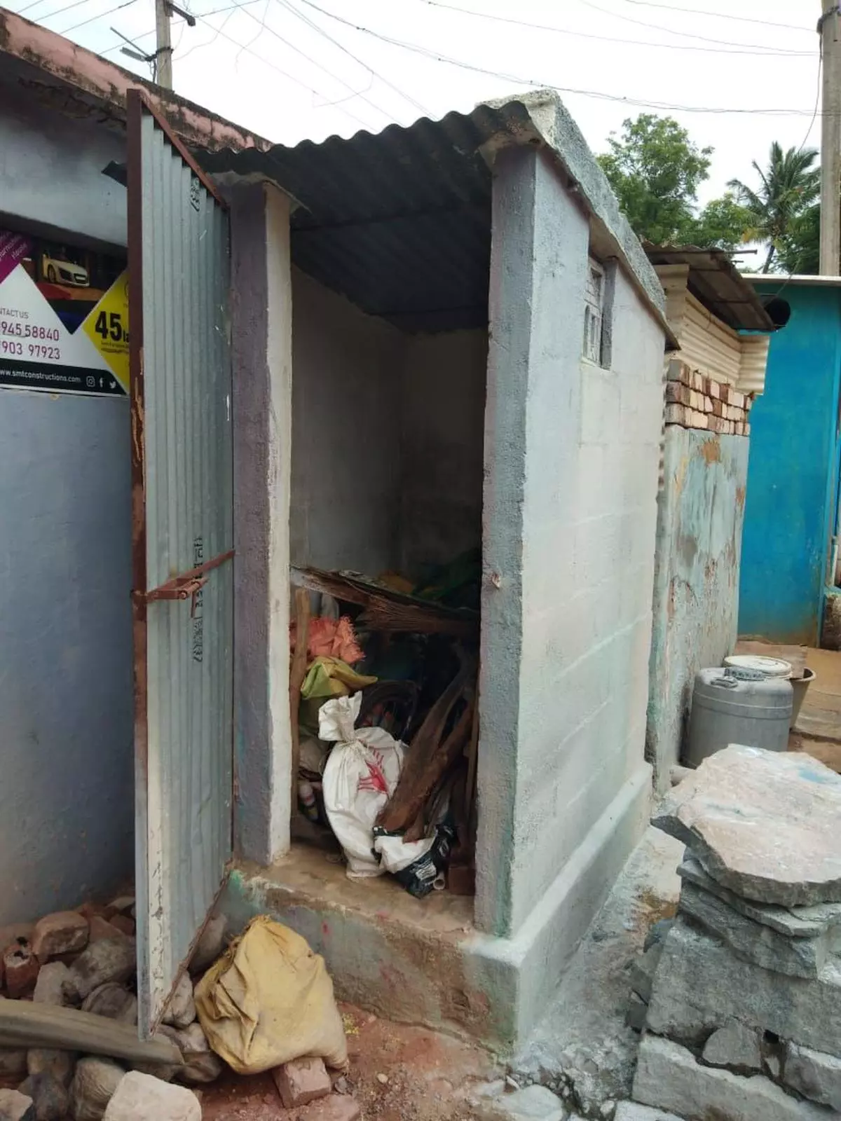 A Swachh Bharat Mission toilet in Somayampalayam village, Coimbatore, which lacks water supply, is used to store household articles, on September 26, 2019.