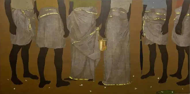 Devi Seetharam’s “Brothers, Fathers and Uncles”, on display at Aspinwall House. Devi Seetharam’s “Brothers, Fathers and Uncles”, on display at Aspinwall House.
