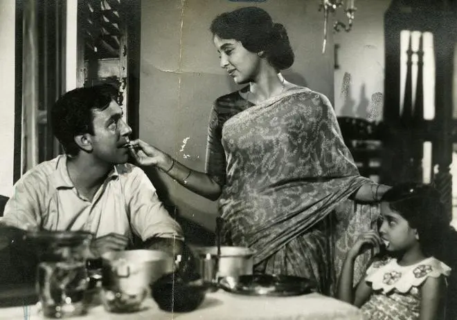 Balraj Sahni and Leela Naidu in Anuradha. Balraj Sahni and Leela Naidu in Anuradha.