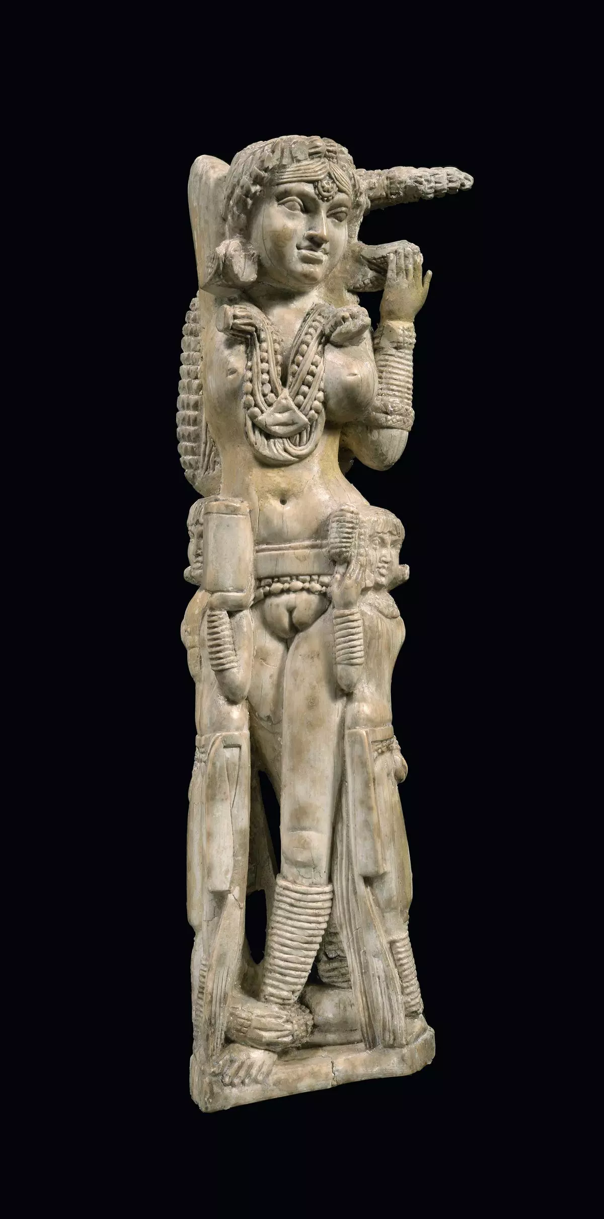 Ivory figurine of a yakshi, excavated at Pompeii in October 1938, Maharashtra, India, circa 1st century CE. National Archaeological Museum, Naples.