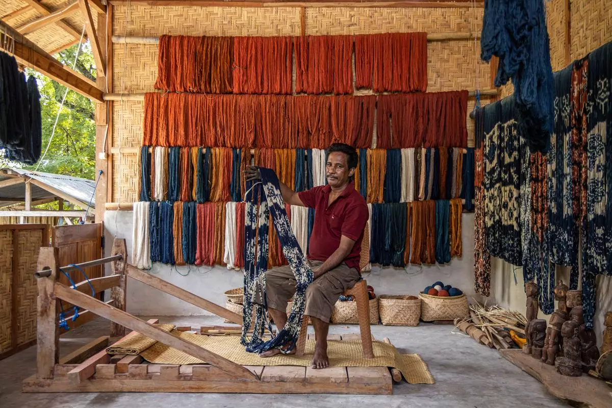 A weaver at work.