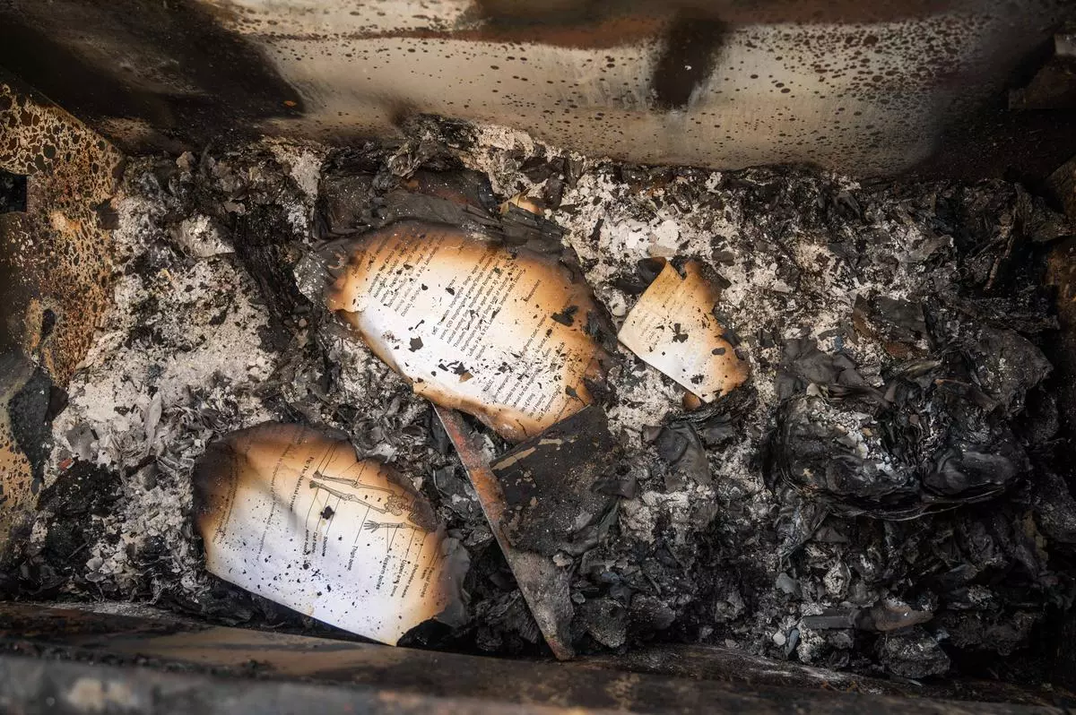 Documents and books belonging to Nandeibam Ibohanbi’s family have been reduced to ashes.