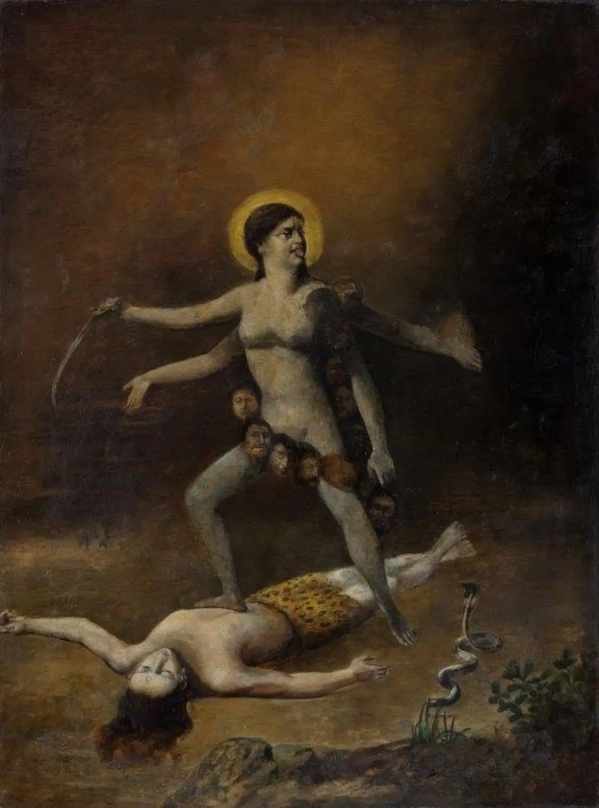 Kali by unidentified artist from Early Bengal School (19th century). Oil on canvas. Kali by unidentified artist from Early Bengal School (19th century). Oil on canvas.