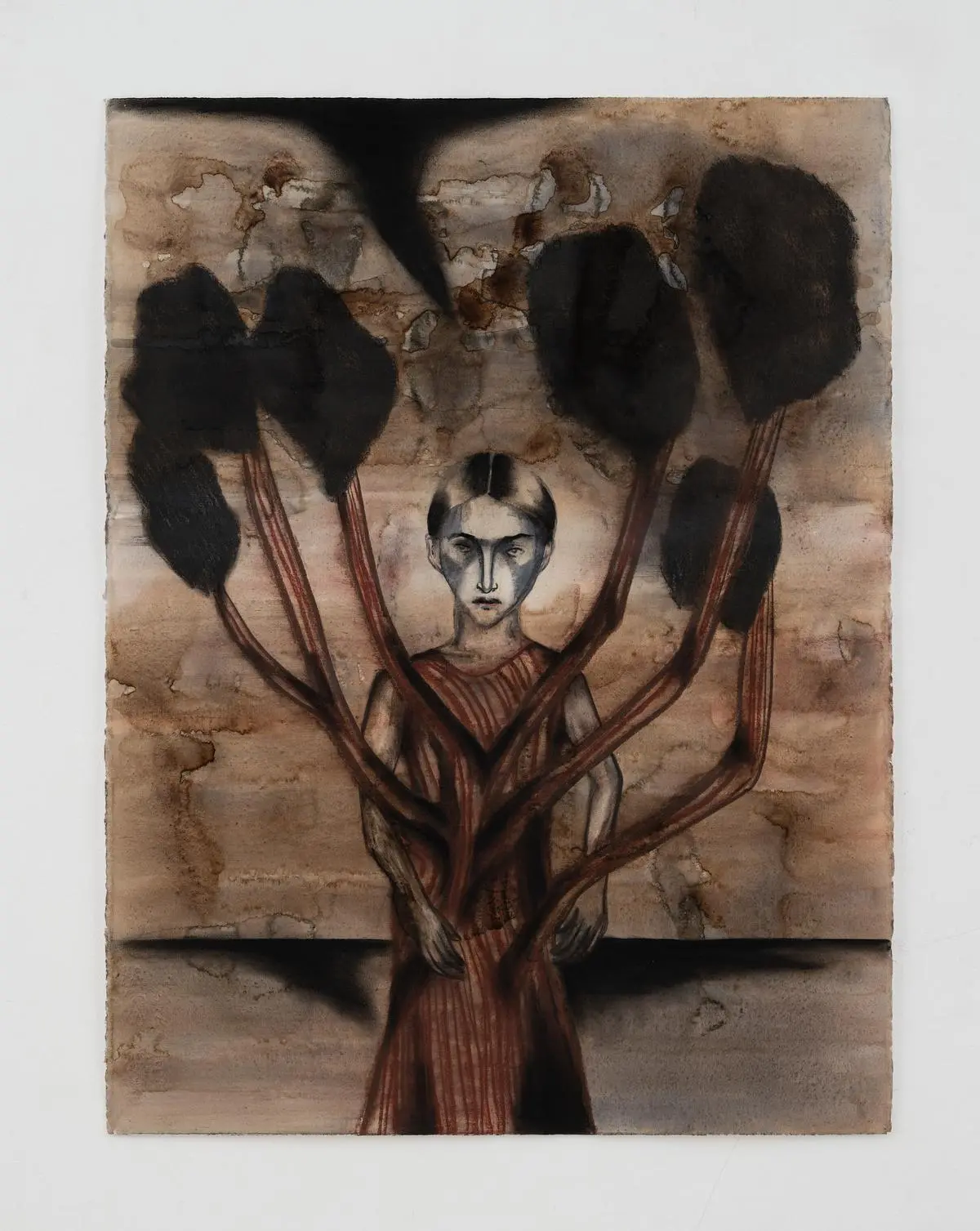 Daphne Centred by Anju Dodiya, watercolour, charcoal and soft pastel on paper, 2024. Daphne Centred by Anju Dodiya, watercolour, charcoal and soft pastel on paper, 2024.